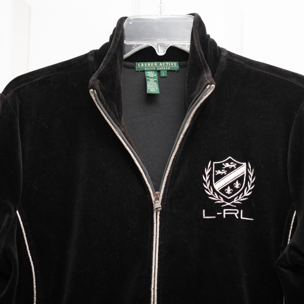 Ralph Lauren Active Velour Tracksuit Jacket Crest Y2K Old Money Minimalist‎